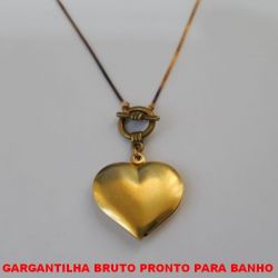 GARGANTILHA BRUTO PRONTO PARA BANHO COM CORRENTE VENEZIANA 45CM - COM FECHO  '' T '' DE 10MM EM ALTA FUSÃO  - COM CORAÇÃO DE 24MM - PESO TOTAL 5,4GR - BRU2866