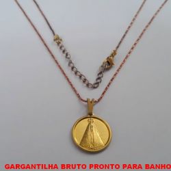 GARGANTILHA BRUTO PRONTO PARA BANHO  COM CORRENTE DE 45CM+EXTENSOR(L11)- COM  FECHO LAGOSTA PINGENTE15MM NOSSA SENHORA APARECIDA PESO 2,3GR - BRU3203