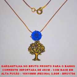 GARGANTILHA NO BRUTO PRONTO PARA O BANHO CORRENTE IMPORTADA DE 45CM - COM BASE EM  ALTA FUSÃO - 10X10MM (RESINA) 3,8GR - BRU1794