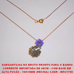 GARGANTILHA NO BRUTO PRONTO PARA O BANHO CORRENTE IMPORTADA DE 45CM - COM BASE EM  ALTA FUSÃO - 10X10MM (RESINA) 3,8GR - BRU1790