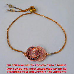 PULSEIRA NO BRUTO PRONTO PARA O BANHO COM CONECTOR TODO CRAVEJADO EM MICRO ZIRCONIAS TAM.2CM - PESO 2,5GR - BRU2777