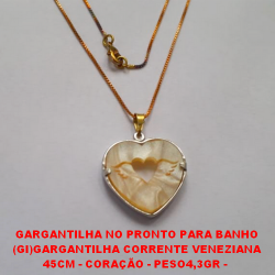 GARGANTILHA NO PRONTO PARA BANHO (GI)GARGANTILHA CORRENTE VENEZIANA 45CM - CORAÇÃO - PESO4,3GR -  BRU1523
