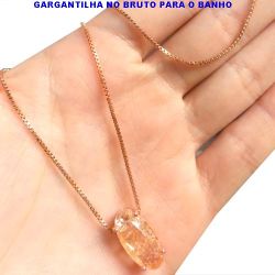 GARGANTILHA BRUTO PRONTO PARA O BANHO EM PEDRA FUSION LARANJA TAMANHO APROXIMADO:44,5CM PINGENTE:1,5CM REF:25245