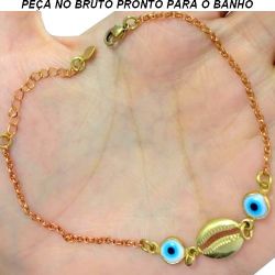 PULSEIRA NO BRUTO PRONTO PARA O BANHO JÁ NO COBRE OLHO GREGO TAMANHO APROXIMADO:22,5CM REF:BRU211