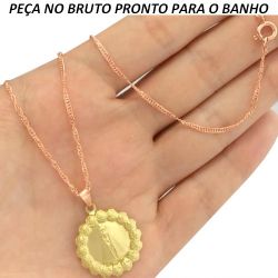 GARGANTILHA NO BRUTO PRONTO PARA O BANHO JÁ NO COBRE NOSSA SENHORA APARECIDA 3,5GR TAMANHO APROXIMADO:48CM TAMANHO APROXIMADO:2,5CM REF:BRU356