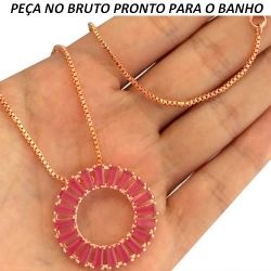 GARGANTILHA NO BRUTO PRONTO PARA O BANHO NO COBRE EM ZIRCÔNIA VERMELHA 8GR TAMANHO APROXIMADO:47CM TAMANHO APROXIMADO:3CM REF:BRU364