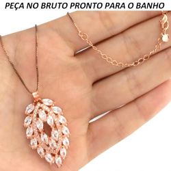 GARGANTILHA NO BRUTO PRONTO PARA O BANHO NO COBRE EM ZIRCÔNIA BRANCA BRILANTE 7GR TAMANHO APROXIMADO:52CM TAMANHO APROXIMADO:3,5CM REF:BRU400