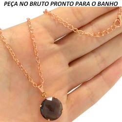 GARGANTILHA NO BRUTO PRONTO PARA O BANHO PEDRA GLASS MARROM 14X14MM 6GR TAMANHO APROXIMADO:48CM TAMANHO APROXIMADO:2,5CM REF:BRU462