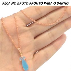 GARGANTILHA NO BRUTO PRONTO PARA O BANHO PEDRA GLASS AZUL 2,8GR TAMANHO APROXIMADO:46CM TAMANHO APROXIMADO:2,5CM REF:BRU469