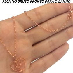 GARGANTILHA NO BRUTO PRONTO PARA O BANHO COM CORAÇÃO COM A PALAVRA ''FÉ'' TAMANHO APROXIMADO:45CM TAMANHO APROXIMADO:2CM 2,7GR REF:BRU305