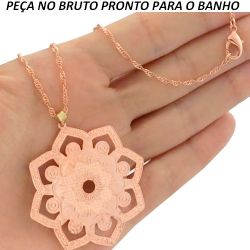 Gargantilha no Bruto Pronto para o Banho Já no Cobre 4,2gr Tamanho Aproximado Corrente :45cm PINGENTE:4cm REF:BRU665