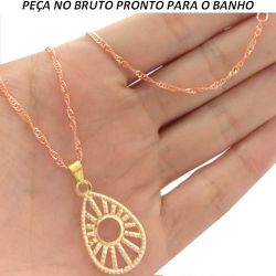 GARGANTILHA NO BRUTO PRONTO PARA O BANHO TAMANHO APROXIMADO:45CM TAMANHO PINGENTE:2,5CM 2.5GR REF.BRU882