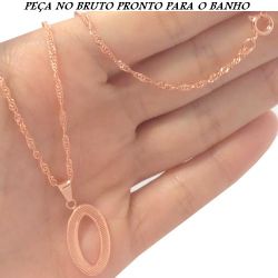 GARGANTILHA NO BRUTO PRONTO PARA O BANHO COM A LETRA ''O'' TAMANHO APROXIMADO:45CM TAMANHO PINGENTE:2CM 2,5GR REF.BRU981