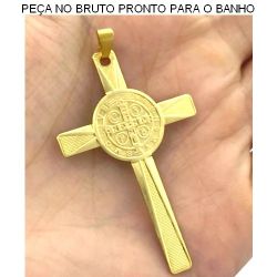 PINGENTE NO BRUTO PRONTO PARA O BANHO JA NO COBRE(817) ''CRUZ SAO BENTO'' 2,8GR TAMANHO APROXIMADO:5CM REF:BRU1139