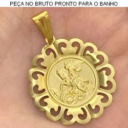 PINGENTE NO BRUTO PRONTO PARA O BANHO(530) JÁ NO COBRE MEDALHA DE SÃO JORGE 2.3GR TAMANHO APROXIMADO: 30MM REF:BRU161
