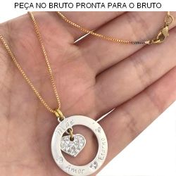 GARGANTILHA NO BRUTO PRONTO PARA O BANHO MÃE AMOR ETERNO 5.6GR TAM APROX CORRENTE:45CM PINGENTE:2,5CM REF:BRU618