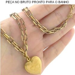 GARGANTILHA DUPLA NO BRUTO PRONTO PARA O BANHO CARTIE CORAÇÃO 18GR TAMANHO APROXIMADO:45CM TAMANHO APROXIMADO:2CM REF:BRU659(rober)