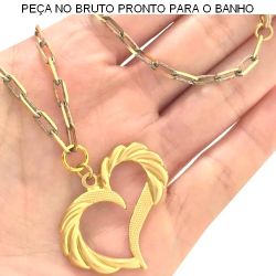 GARGANTILHA NO BRUTO PRONTO PARA O BANHO CARTIE CORAÇÃO 9.7GR TAMANHO APROXIMADO:45CM TAMANHO APROXIMADO:3,5CM REF:BRU707(rober)