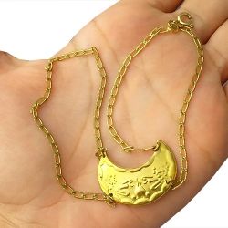 Pulseira No Bruto Pronto Para Banho Tipo Lua Tamanho Aproximado: 19cm Peso: 3,6 gramas REF: BRU928