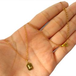 Gargantilha No bruto Pronto Para Banho Com a Letra ''L'' Tamanho Aproximado: 44,5cm Extensor: 6,0cm Peso: 2,4 gramas REF: BRU133A