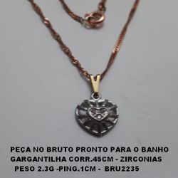 GARGANTILHA NO BRUTO PRONTO PARA O BANHO GARGANTILHA CORR.45CM - ZIRCONIAS   PESO 2.3G -PING.1CM -  BRU2235