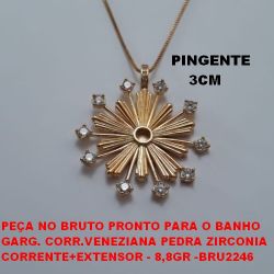 GARGANTILHA NO BRUTO PRONTO PARA O BANHO GARG. CORR.VENEZIANA PEDRA ZIRCONIA CORRENTE+EXTENSOR - 8,8GR -BRU2246