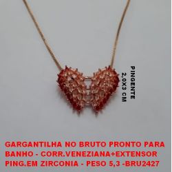 GARGANTILHA NO BRUTO PRONTO PARA  BANHO - CORR.VENEZIANA+EXTENSOR PING.EM ZIRCONIA - PESO 5,3 -BRU2427