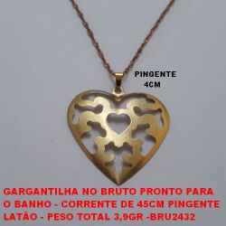 GARGANTILHA NO BRUTO PRONTO PARA O BANHO - CORRENTE DE 45CM PINGENTE LATÃO - PESO TOTAL 3,9GR -BRU2432