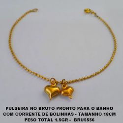 PULSEIRA NO BRUTO PRONTO PARA O BANHO COM CORRENTE DE BOLINHAS - TAMANHO 18CM PESO TOTAL 1.5GR -  BRU5556