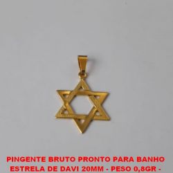 PINGENTE BRUTO PRONTO PARA BANHO  ESTRELA DE DAVI 20MM - PESO 0,8GR -  (818) BRU2372