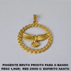 PINGENTE BRUTO PRONTO PARA O BANHO  PESO 1,9GR)  RED 25MM C/ ESPIRITO SANTO  VAZADO BORDA PEROLA - (2803) BRU0591