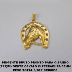 PINGENTE BRUTO PRONTO PARA O BANHO(CX17) (713)PINGENTE CAVALO C/ FERRADURA 35MM PESO TOTAL 5,3GR BRU0853