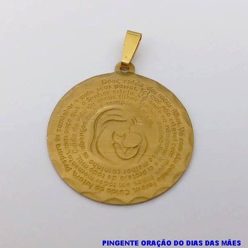 PINGENTE NO BRUTO PRONTO PARA O BANHO PINGENTE DE 2,5CM -(CX157) SEXTAVADO COM ORAÇÃO DO DIA DAS MÃES - PESO 2,4GR - BRU3803