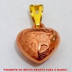 PINGENTE NO BRUTO PRONTO PARA O BANHO -  PINGENTE DE CORAÇÃO DE ABS - TAMANHO:2,5CM -  PESO:1,2GR - BRU1053