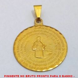 PINGENTE NO BRUTO PRONTO PARA O BANHO -  PINGENTE MEDALHA 25MM C/ SÃO FRANCISCO ESTAMPADO - TAMANHO- PESO: 3,0GR - BRU3055