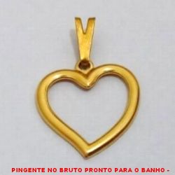 PINGENTE NO BRUTO PRONTO PARA O BANHO -  PINGENTE DE CORAÇÃO VAZADO -  TAMANHO:2,1CM - PESO:0,4GR - BRU4007