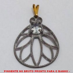 PINGENTE NO BRUTO PRONTO PARA O BANHO -  PINGENTE EM BAIXA FUSÃO VAZADO E COM  ZIRCONIA - TAMANHO:3,6CM - PESO:2,3GR -  BRU4147