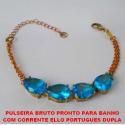 PULSEIRA BRUTO PRONTO PARA BANHO  COM CORRENTE ELLO PORTUGUES DUPLA  COM FECHO LAGOSTA - 16CM+EXTENSOR BASE EM ALTA FUSÃO - ZIRCONIA 10X14MM -  PESO 10GR - BRU2613