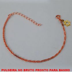 PULSEIRA NO BRUTO PRONTO PARA BANHO COM CORRENTE E PINGENTE SUPER DELICADA TAMANHO 18CM - PESO 1,7GR - COM EXTENSOR BRU0452