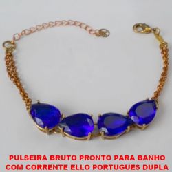PULSEIRA BRUTO PRONTO PARA BANHO  COM CORRENTE ELLO PORTUGUES DUPLA  COM FECHO LAGOSTA - 16CM+EXTENSOR BASE EM ALTA FUSÃO - ZIRCONIA 10X14MM -  PESO 10GR - BRU1394