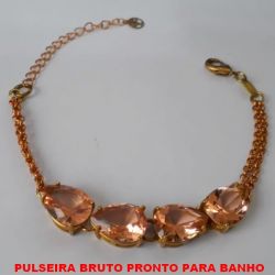PULSEIRA BRUTO PRONTO PARA BANHO  COM CORREASE EM ALTA FUSÃO - NTE ELLO PORTUGUES DUPLA  COM FECHO LAGOSTA - 16CM+EXTENSOR - ZIRCONIA10X14MM -  PESO 10GR - BRU0050