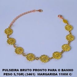 PULSEIRA BRUTO PRONTO PARA O BANHO  PESO 5,7GR) (3461)  MARGARIDA 11MM C/  PETALAS RETICULADAS - TAMANHO 17CM+ EXTENSOR (FECHO LAGOSTA) BRU4387
