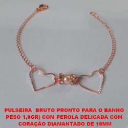 PULSEIRA  BRUTO PRONTO PARA O BANHO  PESO 1,8GR) COM PEROLA DELICADA COM  FECHO LAGOSTA CORRENTE FINA  20CM - BRU0242