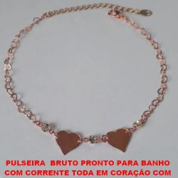PULSEIRA  BRUTO PRONTO PARA BANHO COM CORRENTE TODA EM CORAÇÃO COM  - PESO TOTAL 2,5GR -  COM 18CM+EXTENSOR -  BRU2037