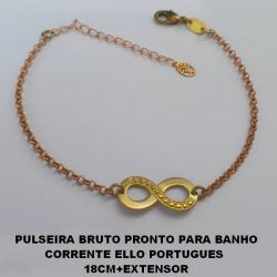 PULSEIRA BRUTO PRONTO PARA BANHO CORRENTE ELLO PORTUGUES 18CM+EXTENSOR (1519)QUE SEJA INFINITO 22X10M C/ IMITAÇAO DE PEDRA PESO 2,9GR - BRU3913