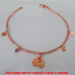 PULSEIRA BRUTO PRONTO PARA O BANHO COM CORRENTE DUPLA COM PINDURICALHO COM FECHO LAGOSTA - PESO TOTAL 2,2GR -  TAMANHO 18CM - BRU4402