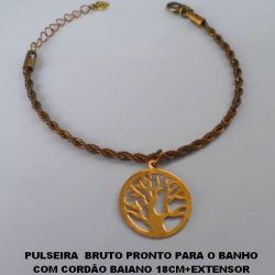 PULSEIRA  BRUTO PRONTO PARA O BANHO COM CORDÃO BAIANO 18CM+EXTENSOR COM PINGENTE ARVORE DA VIDA - TAMANHO 20MM PESO TOTAL 5,5GR - BRU0516