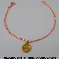 PULSEIRA BRUTO PRONTO PARA BANHO  CORRENTE 3X1 ELLO BATIDO - 18CM (3538)MEDALHA ''AMOR''C/ CORAÇÃO 11MM   BRU0568