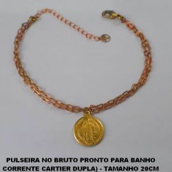 PULSEIRA NO BRUTO PRONTO PARA BANHO CORRENTE CARTIER TRIPLA(3) - TAMANHO 20CM + EXTENSOR - FECHO LAGOSTA - PESO 6,4GR (1863)SAO BENTO 15MM EM PE - BRU1177