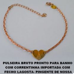 PULSEIRA BRUTO PRONTO PARA BANHO  COM CORRENTINHA IMPORTADA COM  FECHO LAGOSTA-(3.868) PINGENTE DE NOSSA SENHORA APARECIDA 14MM - PESO TOTAL 2,8GR BRU2322